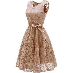 Đầm Ren Dự Tiệc Cổ Chữ V Sát Nách Thắt Lưng Công Chúa