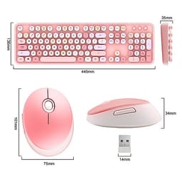 Bàn phím và chuột màu hỗn hợp trò chơi 2.4Ghz không dây Vintage Universal Bàn phím và bàn chơi game dành cho nữ