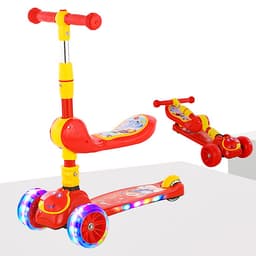 Xe trượt scooter 3 bánh cao cấp dành cho bé, phát nhạc, bánh xe phát sáng vĩnh cửu, rèn luyện vận động, tăng chiều cao cho bé, chịu lực lên tới 90kg