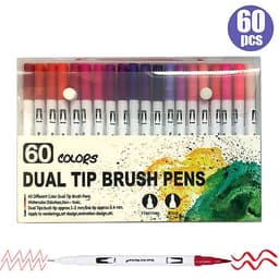 Dual Tip Brush Pens Art Markers Set Flexible Brush & 0.4mm Fineliner Tips Watercolor Color Pens Perfect for