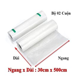 2 Cuộn Túi Hút Chân Không Thực Phẩm Một Mặt Nhám Một Mặt Trơn Dạng Hạt Mịn Hàng Chính Hãng