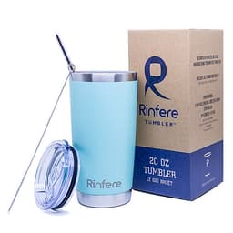 Ly Giữ Nhiệt Nắp Trượt Chống Tràn Rinfere - Tặng Kèm Ống Hút Không Gỉ, Dụng Cụ Vệ Sinh Ông Hút (590ml)