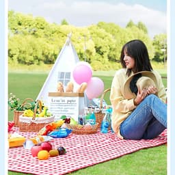 THẢM DÃ NGOẠI, DU LỊCH, PICNIC CAO CẤP - Chống thấm nước, họa tiết caro, gấp gọn tiện lợi - 2 kích thước khách chọn màu!