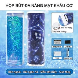 Hộp bút đa năng thông minh có kim tuyến có mật khẩu cơ xoay dành cho học sinh rất tiện lợi