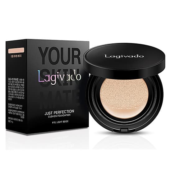 Phấn nước trang điểm Hàn Quốc che khuyết điểm, cho lớp nền trong suốt Lagivado Just Perfection Cushion Foundation – 2 tông màu 14g