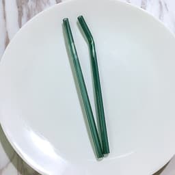 Ống Hút Thủy Tinh Lẻ Thẳng/Cong - Nhiều Màu - 20cm x 0.8cm