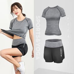 Bộ quần áo tập Gym nữ - Set quần đùi và áo thun thể thao tay ngắn