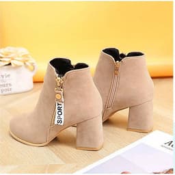 IELGY [Size34-43] Thick bottom women's shoes tide comfortable mid-heel 7cm fashion short boots shoes