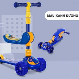 Xe trượt scooter 3 bánh cao cấp dành cho bé, phát nhạc, bánh xe phát sáng vĩnh cửu, rèn luyện vận động, tăng chiều cao cho bé, chịu lực lên tới 90kg