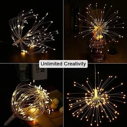 Đèn Led Pháo Hoa CHỐNG NƯỚC, 8 CHẾ ĐỘ NHÁY, CÓ ĐIỀU KHIỂN, 120 bóng, 40 dây, nguồn 4 pin tiểu AA, trang trí đám cưới, sinh nhật, tiệc, sự kiện, phòng ngủ.