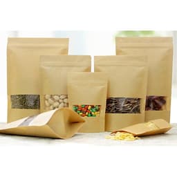 Túi Giấy 50x Đứng Lên Túi đựng Thực Phẩm Khóa Zip Bao Bì W / Window