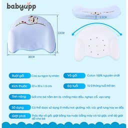 Gối cao su non chống méo đầu, bẹp đầu, nghẹo cổ, còm lưng cho bé. Gối cho trẻ sơ sinh Babyupp