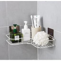 Giá góc, kệ góc treo tường bằng miếng dính (không phải khoan) cho nhà bếp, phòng tắm thêm gọn gàng, để được nhiều đồ hơn