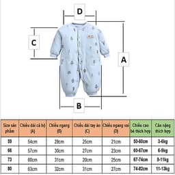 Body Bông Cho Bé 0-12 Tháng Tuổi, Quần áo ấm thu đông cho trẻ sơ sinh, Bộ áo liền quần bodysuit cho bé
