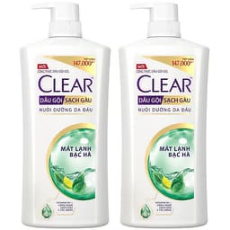 Combo 02 Dầu Gội Hỗ Trợ Trị Gàu Clear Mát Lạnh Bạc Hà 880g