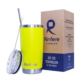 Ly Giữ Nhiệt Nắp Trượt Chống Tràn Rinfere - Tặng Kèm Ống Hút Không Gỉ, Dụng Cụ Vệ Sinh Ông Hút (590ml)