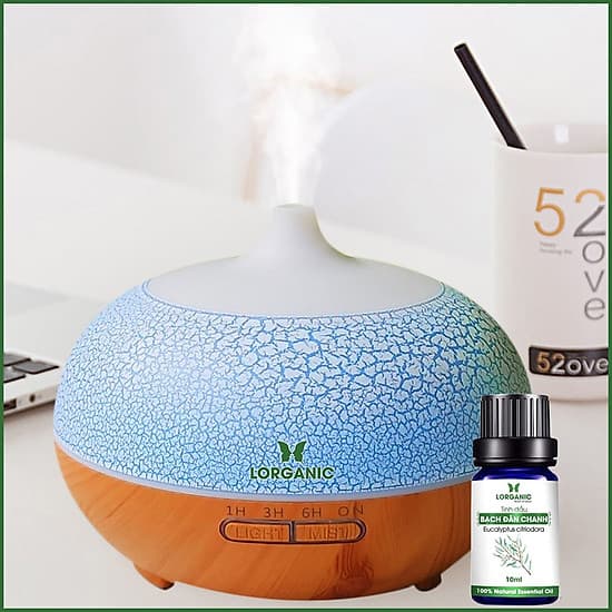 Combo máy khuếch tán/ máy xông tinh dầu Lorganic Bí Ngô FX2055 + tinh dầu bạch đàn chanh Lorganic (10ml) LGN0364/ Thích hợp xông phòng 15-40m2.