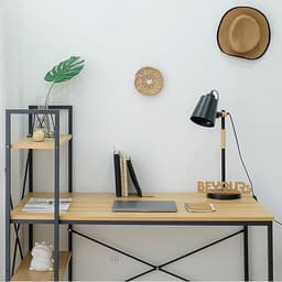 Bàn Làm Việc BEYOURs Neuly Table Gỗ Chân Sắt Phối Kệ Sách Đa Năng