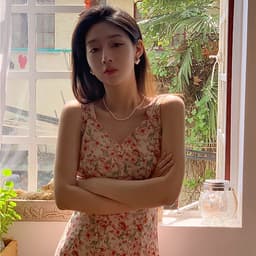 Đầm Voan Hai Dây Cổ Tim In Họa Tiết Hoa Trang Nhã Dành Cho Nữ