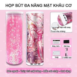 Hộp bút đa năng thông minh có kim tuyến có mật khẩu cơ xoay dành cho học sinh rất tiện lợi