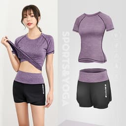 Bộ quần áo tập Gym nữ - Set quần đùi và áo thun thể thao tay ngắn
