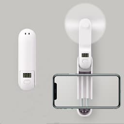 Quạt mini cầm tay kiêm pin sạc dự phòng và kẹp điện thoại 3 trong 1 nhỏ gọn tiện lợi dung lượng 1200mAh thiết kế mặt LED điện tử
