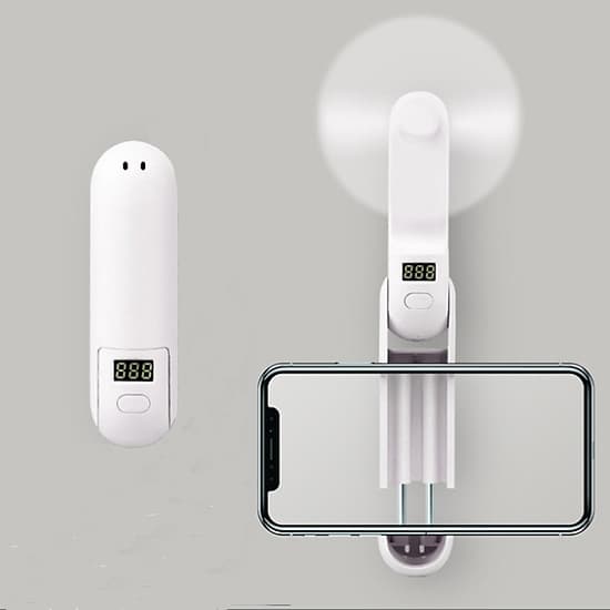 Quạt mini cầm tay kiêm pin sạc dự phòng và kẹp điện thoại 3 trong 1 nhỏ gọn tiện lợi dung lượng 1200mAh thiết kế mặt LED điện tử