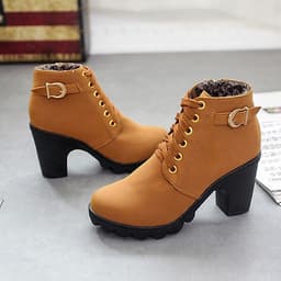 Giày bốt martin nữ cao gót thiết kế buộc dây cho nữ