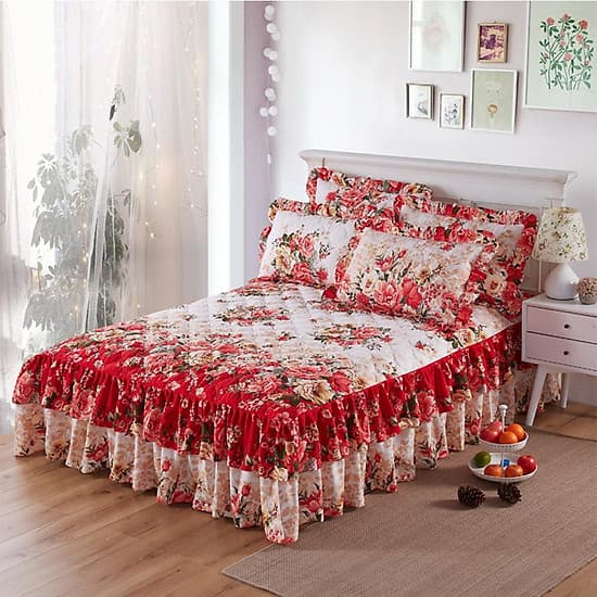 Ga Trải Giường Hai Lớp Họa Tiết Hoa Sang Trọng
