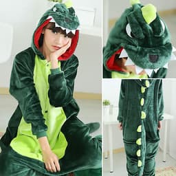 Bộ đồ thú Khủng Long xanh liền thân lông mịn Pijama dành Cho Người Lớn và Trẻ Em Đầy Đủ Các Kích Cỡ kiểu dáng Động Vật Hoạt Hình Cosplay