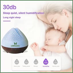 Combo máy khuếch tán/ máy xông tinh dầu Lorganic quả đào FX2059 + tinh dầu sả chanh Lorganic (10ml) LGN0367/ Thích hợp xông phòng diện tích 15-40m2.