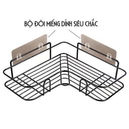 Giá góc, kệ góc treo tường bằng miếng dính (không phải khoan) cho nhà bếp, phòng tắm thêm gọn gàng, để được nhiều đồ hơn