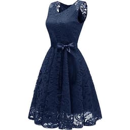 Đầm Ren Dự Tiệc Cổ Chữ V Sát Nách Thắt Lưng Công Chúa