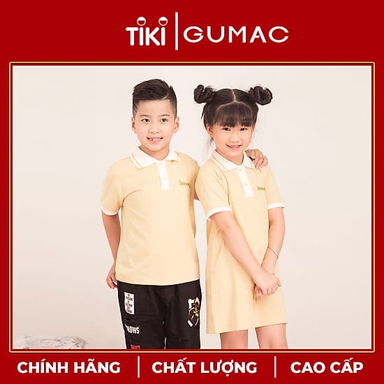 Đầm cho bé gái họa tiết dễ thương xinh xắn  chất liệu thun mát phối màu cổ bẻ GUMAC DKA514 màu Đỏ và Kem ( dành cho bé gái từ 12 tháng đến 7 tuổi)