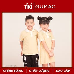 Đầm cho bé gái họa tiết dễ thương xinh xắn  chất liệu thun mát phối màu cổ bẻ GUMAC DKA514 màu Đỏ và Kem ( dành cho bé gái từ 12 tháng đến 7 tuổi)