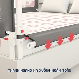 Thanh chắn giường cho bé an toàn cao cấp chống kẹt, cao tới 105cm, hạ được 1 góc, 24 nắc điều chỉnh mẫu mới nhất trượt lên xuống (Giá 1 thanh) 