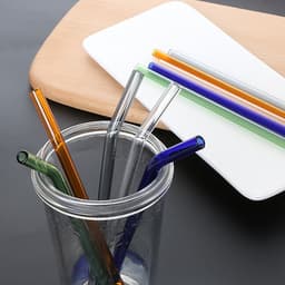 Ống Hút Thủy Tinh Lẻ Thẳng/Cong - Nhiều Màu - 20cm x 0.8cm