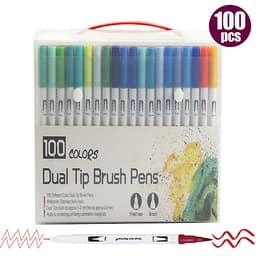 Dual Tip Brush Pens Art Markers Set Flexible Brush & 0.4mm Fineliner Tips Watercolor Color Pens Perfect for