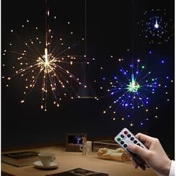 Đèn Led Pháo Hoa CHỐNG NƯỚC, 8 CHẾ ĐỘ NHÁY, CÓ ĐIỀU KHIỂN, 120 bóng, 40 dây, nguồn 4 pin tiểu AA, trang trí đám cưới, sinh nhật, tiệc, sự kiện, phòng ngủ.