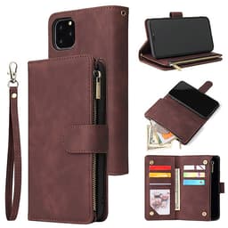 For iPhone 11 iPhone 11 pro iPhone 11 pro max PU Leather Side Magnetic Buckle Multi-card Bracket Full Protective Case with Zipper Wallet Style:iPhone 11 Pro