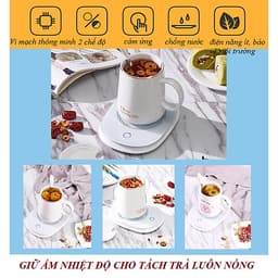 Ly uống nước cafe giữ nóng nhiệt độ, ly đun nước văn phòng, cốc gia nhiệt giữ nóng