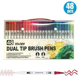 Dual Tip Brush Pens Art Markers Set Flexible Brush & 0.4mm Fineliner Tips Watercolor Color Pens Perfect for