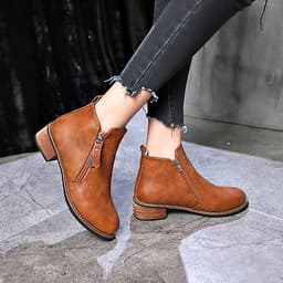Giày bốt Martin Hàn Quốc đế dày khóa kéo thời trang nữ tính