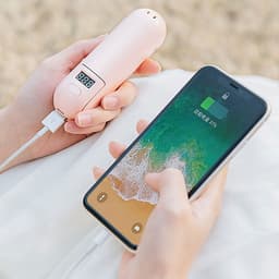 Quạt mini cầm tay kiêm pin sạc dự phòng và kẹp điện thoại 3 trong 1 nhỏ gọn tiện lợi dung lượng 1200mAh thiết kế mặt LED điện tử