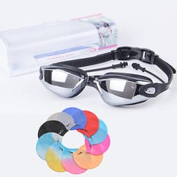 Kính Bơi Tráng Gương  kèm bịt tại cao cấp Cleacco chống sương mù , chống tia UV Hàng chính hãng - Tặng kèm nón bơi Silicon ( Màu ngẫu nhiên ) 