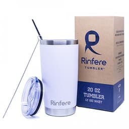 Ly Giữ Nhiệt Nắp Trượt Chống Tràn Rinfere - Tặng Kèm Ống Hút Không Gỉ, Dụng Cụ Vệ Sinh Ông Hút (590ml)