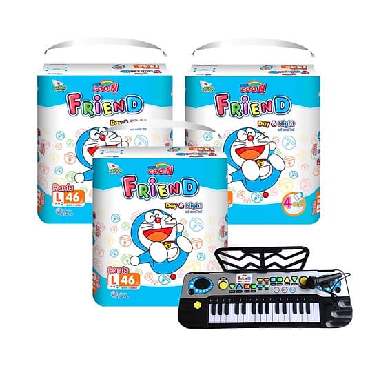 Combo 3 Bịch Tã Quần Goon Friend Doremon Mới M54/L46/XL40/XXL34/XXXL22 - Tặng đồ chơi đàn Organ