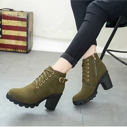 Giày bốt martin nữ cao gót thiết kế buộc dây cho nữ