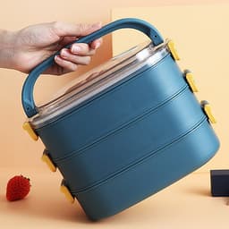Bộ Hộp Cơm Giữ Nhiệt 2 Lớp 2 Tầng 2 Ngăn INOX304 Thiết Kế Hiện Đại