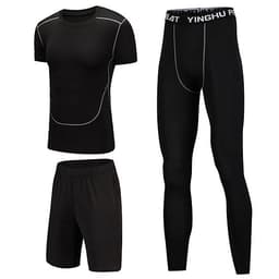 Set 3 in 1 Quần áo gym nam, Quần áo legging nam, Quần áo gym giữ nhiệt nam - Thích hợp tập gym, đá bóng, chạy bộ, bóng rổ hoặc giữ ấm cơ thể - Quần áo tập gym nam chất liệu thun lạnh cao cấp ôm body (SP001)